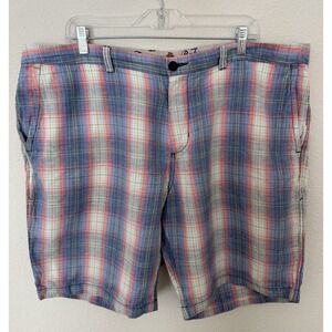 Tommy Bahama Shorts Men's 40x9 Linen Blend Chino Plaid Beach Cruise Casual